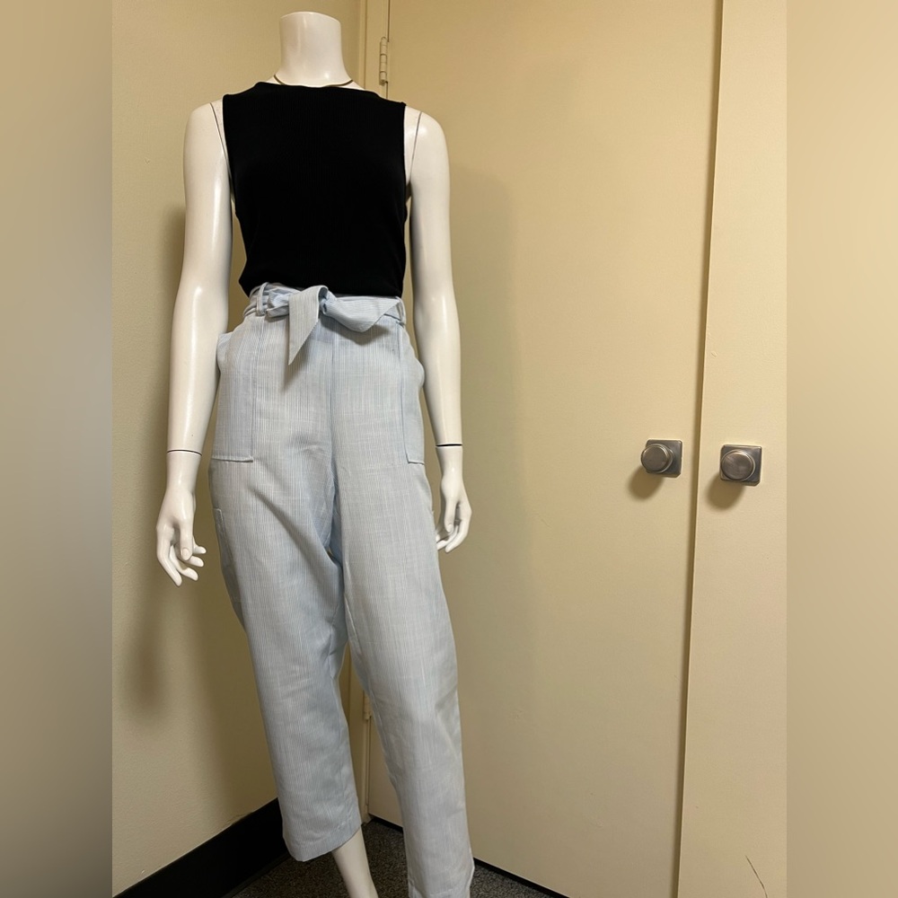 NWT - Nicole Miller blue stripes casual/business pants with belt - Size M